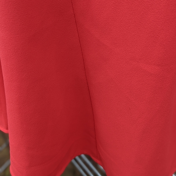 Designer Chaus Coral Red Dress Flutter sleeve shirt A line Size small - Picture 11 of 15
